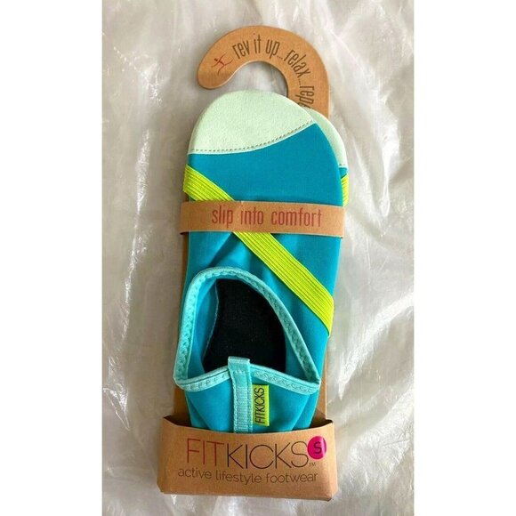 FitKicks Foldable Flat Active Shoes, Turqouise Green, Women's SZ Small 5.5 - 6.5 - Picture 2 of 10